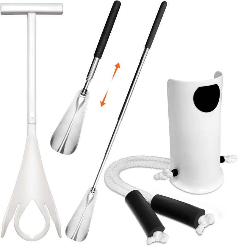 MarginZen Sock Aid Device for Seniors and Shoe Horn Kit - Sock Helper Easy On and Off, Sock Assistant Device No Bending, Adjustable Extended Long Shoe Horn Back Scratcher for Senior - Image 1